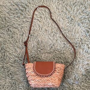 Universal Thread Brown and Tan Woven Crossbody Bag